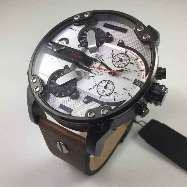 Multi-function Watch Stainless Steel Leather Luxury Men's Quartz Watch Sports Classic
