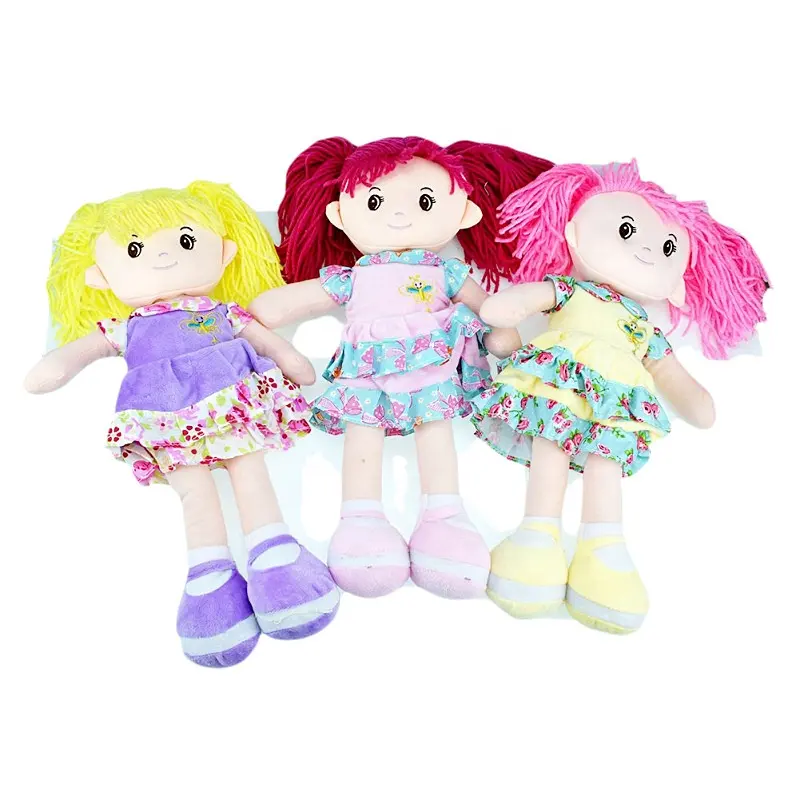 lovely Yarn Hair girls Soft custom Cloth Doll Stuffed doll Support customization