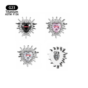 Boucles d'oreilles en titane G23 avec zircon, design épine d'ormeau, pour piercing de lèvre ou de langue - Product Image 5
