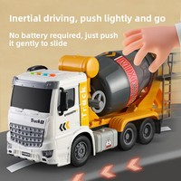 Grande camion malaxeur d'ingénierie éducatif en plastique à inertie avec fonction de déchargement, modèle de montage pour enfants HT9804
