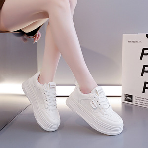 Zapatillas Deportivas de Plataforma para Mujer, con Cordones, en Degradado de Blanco y Negro, Parte Superior de Malla Transpirable, Entresuela de EVA para Aumentar la Altura, Suela de Goma - Product Image 5