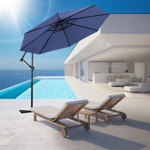 Sombrilla Cantilever Azul para <span class=keywords><strong>Patio</strong></span> de 2.7M con Base, Sombrilla para Exteriores con Ajuste de Inclinación - Product Image 5