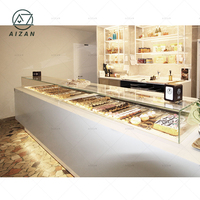 Comptoir de bar en pierre artificielle comptoir à gâteaux blanc moderne comptoir de bar personnalisé avec présentoir à pâtisserie