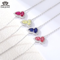 Bracelet chaîne en argent S925 EMEJEWE avec saphir coloré, pierre précieuse ovale sertie griffe, bijou romantique pour soirée