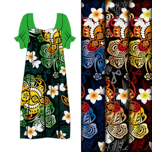 Henry 'S Nieuwste Polynesische Stijl Hibiscus & Plumeria Polyester Print Stof Voor Guam Mumu Jurk