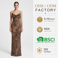 Robe longue décontractée léopard moulante sans manches à col bénitier et dos nu pour femme, personnalisable OEM sous marque privée