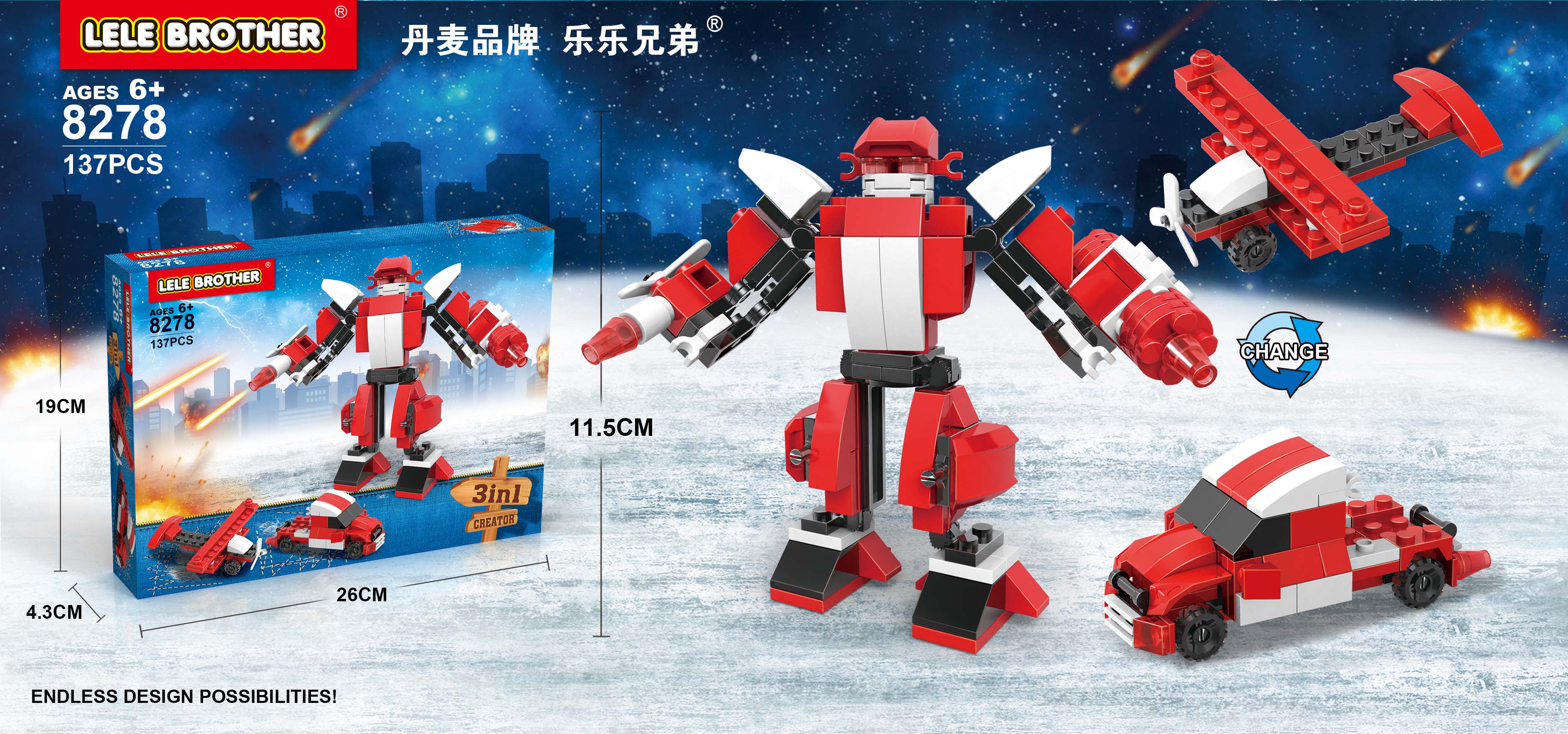 8278 หุ่นยนต์เหล็ก 3 in 1 137ชิ้น