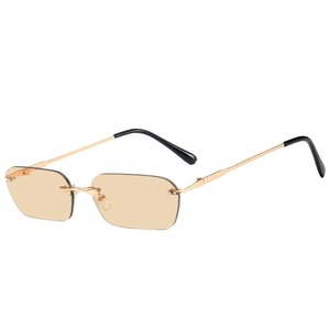 2024 <b>Trendy</b> Korean UV400 <b>Sunglasses</b> for Unisex Rectangle Frameless Luxury Alloy Eyewear with Ocean PC Logo Lenses 7 Colors - Product Image 2