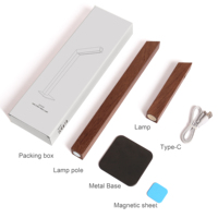 Lampe de table contemporaine simple en bois massif 4-en-1, magnétique, rechargeable, LED, portable, applique murale avec variateur tactile