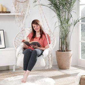 <span class=keywords><strong>Silla</strong></span> <span class=keywords><strong>Colgante</strong></span> Moderna XLL para Patio, con <span class=keywords><strong>Estructura</strong></span> de Hierro y Acero, Cuerda Sintética de Algodón y Poliéster, Capacidad de 300 Libras, Muebles para Exteriores - Product Image 5