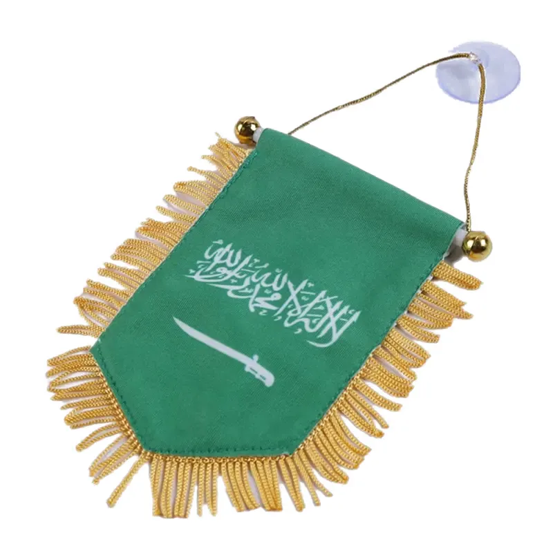 Wholesale National Day Saudi Arabia Football Soccer Club Mini Polyester Small Sublimation Printing Pennant Banner Flag