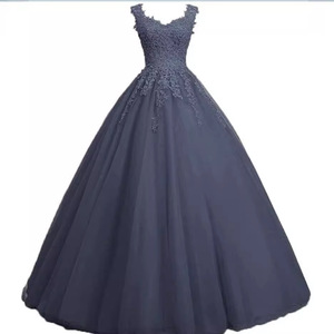 <b>Ball</b> Gown Evening Dress Royal Blue Chiffon Sweetheart Neckline Empire Waist Floral Print Long Party Dress - Product Image 3