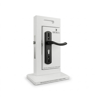 Présentoir de serrure de porte miniature en MDF personnalisé - Bloc de démonstration de serrure intelligente portable pour comptoir avec fente pour poignée et base lestée