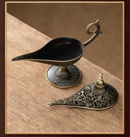 Brûleur d'encens en alliage de zinc style Aladdin, décoration islamique antique, artisanat métallique du Moyen-Orient