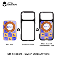 Coque de téléphone magnétique de luxe en acrylique avec support anneau et recharge sans fil ATB pour iPhone 15 16 17 Pro Max