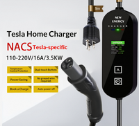 Chargeur EV NACS Tesla 3,5 kW 7 kW, pistolet de charge portable 16A 32A AC220V IP66 avec écran couleur SAE J1772 pour véhicule électrique