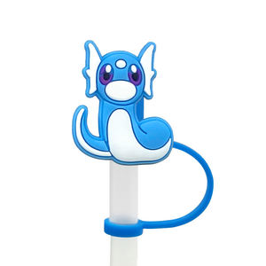 Newest Reusable Silicone Lovely Cartoon <strong>Pokemoned</strong> Drinking Straw Topper Wholesale Gengar Eevee Rubber Straw Charms Toppers - Product Image 6