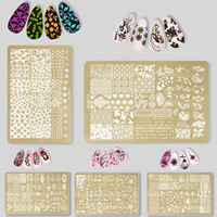 Serpent léopard papillon amour coeur fleurs conception plaques d'impression pour Nail Art pochoir timbre outils ongles fournitures