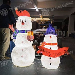 Decoración Navideña con Luz LED de Resina de Fibra de Vidrio con Motivo de Muñeco de Nieve para Exteriores - Product Image 4