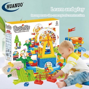 253 piezas de juguetes de bloques de construcción con pista de bolas, DIY, con temática de noria y pista de zoológico, juego de carreras de canicas para niños - Product Image 2