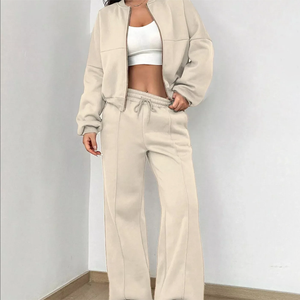 Women's Vintage Tracksuit Striped Loose Fit Washed Vintage for Women heavyweight 100% cotton hoodie hoodie and jogger set - Product Image 1