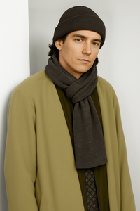 ผ้าพันคอผ้าฝ้ายอุ่นสไตล์ยาวสำหรับฤดูหนาวสไตล์100% สีม่วงและกาแฟถักตามสั่ง - Product Image 2