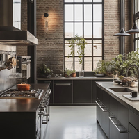 Armoire de cuisine en acier inoxydable rétro de style industriel haut de gamme commerciale antibactérienne écologique