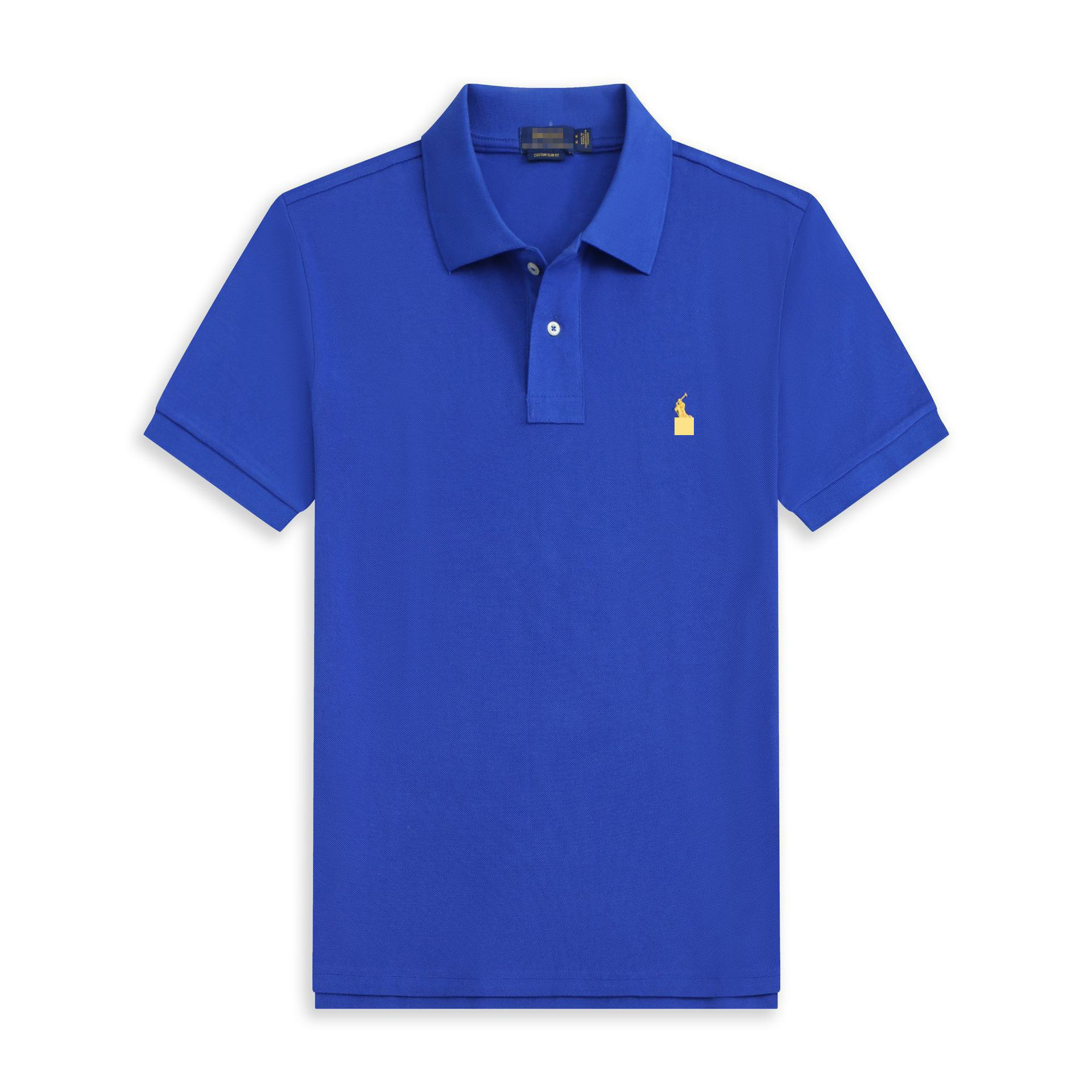 Polo manga corta-azul etiqueta amarilla