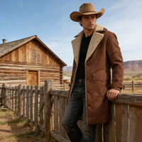 Manteau en daim marron vintage pour homme, vêtement d'extérieur décontracté chaud pour l'automne et l'hiver, veste à manches longues tendance pour homme