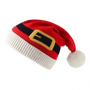 SPARKWELL INDUSTRY Bonnet en tricot Père Noël Rouge et Blanc Unisexe Adulte Hiver Fête 54-56CM Acrylique - Product Image 1