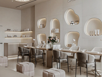Meubles de café en gros |   Station de coiffure moderne avec éclairage LED pour la rénovation de salons de beauté commerciaux