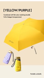 Paraguas 2 en 1 para Sol y Lluvia, Precio de Fábrica para Pedidos al por Mayor, Mini Sombrilla Plegable de 5 Secciones con Revestimiento Negro, 190T Pongee, Varillas Metálicas, Regalo para Festivales - Product Image 3