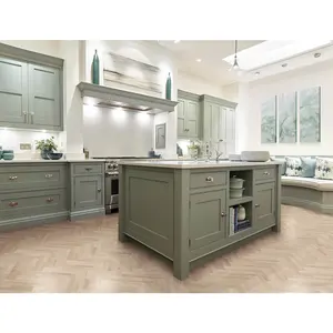 Vermont Kabinet Dapur Dicat Pernis Kayu Lapis Pengocok Hijau Sage Modern Modern