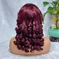 Promotion $76 13X4 lâche bouclés dentelle frontale en gros perruque de cheveux humains couleur brune 18 pouces pour les femmes noires