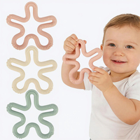 Fu Store Lot de 3 Anneaux de dentition en silicone sans BPA, motif fleur corail, pour bébés de 0 à 24 mois, faciles à saisir, pour soulager les poussées dentaires des nourrissons
