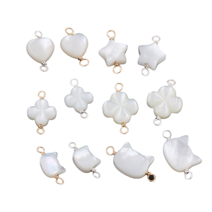 14K Goud Gevuld En S925 Zilver Natuurlijke Schelp Hanger Charmes Hart/Ster/Bloem/Kat Vormige Dubbele Lussen Voor Diy Sieraden Maken - Product Image 4