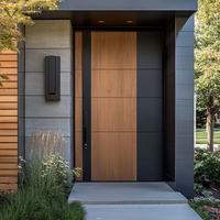 Portes d'entrée extérieures en bois massif au design moderne, résistantes au vent, pour appartement, villa, hôtel