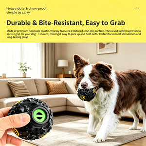 Balle interactive pour <span class=keywords><strong>chien</strong></span> avec distributeur de friandises, jouet à mâcher résistant aux morsures, distributeur lent de nourriture, jouet d'intelligence en caoutchouc non toxique pour petits chiens - Product Image 3
