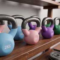 Kettlebell en fonte massif avec revêtement plastique pour l'entraînement des fessiers et les exercices de squat à domicile