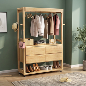 Modern Wood <b>Coat</b> Rack <b>with</b> <b>Shelves</b> and <b>Hooks</b> Freestanding Storage for Bedroom Living Room Furniture Scandinavian Design - Product Image 5
