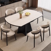 Ensemble de table et chaises de salle à manger en bois massif Rosegia, moderne et luxueux, extensible et pliable, avec plateau en marbre, 4/6/8 places, mobilier multifonctionnel pour hôtel