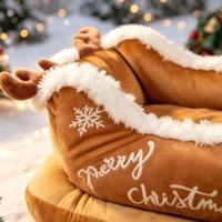 Hundebett in Weihnachtsschlittenform, Katzenbett aus Polyester, warm, rutschfest, für kleine und mittelgroße Hunde