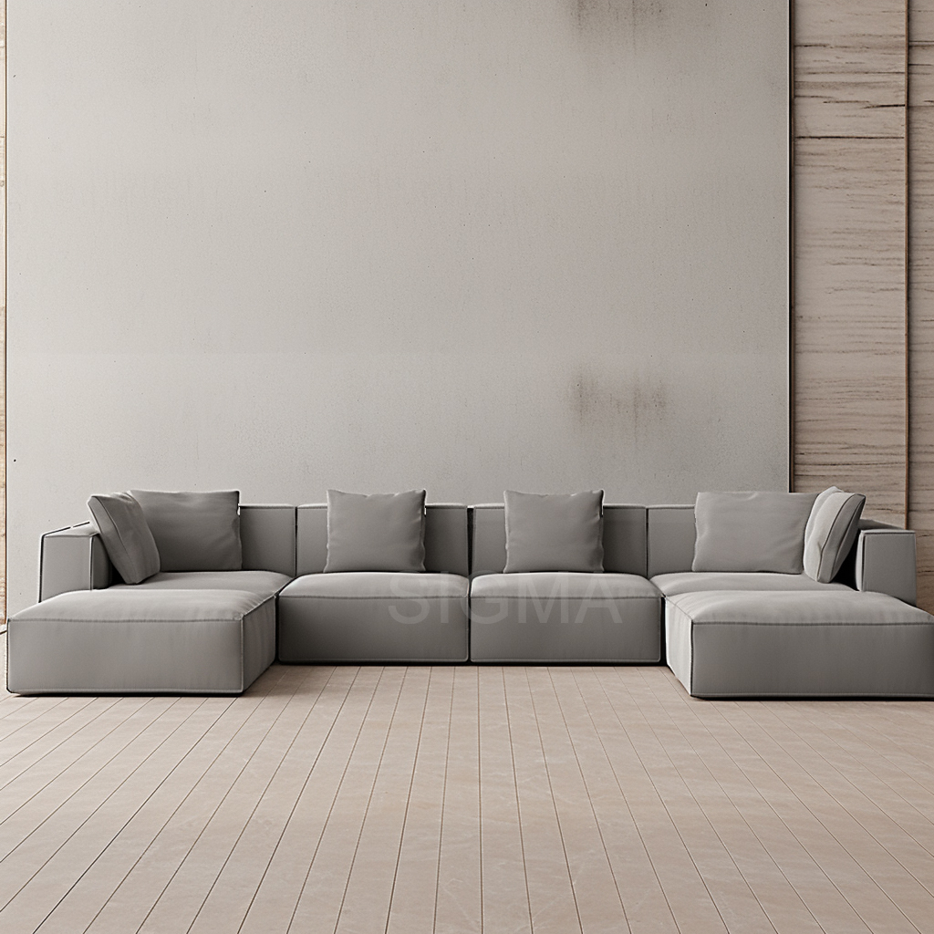 High Quality Grey Modern Villa Living Room sofa set Comfortable soft Design U shape sectional Modular Sofa