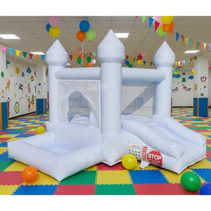<span class=keywords><strong>Mini</strong></span> castillo inflable azul pastel con tobogán y piscina de pelotas para niños pequeños, para usar en interiores y exteriores, ideal para fiestas de cumpleaños y eventos. - Product Image 1