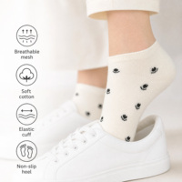 Chaussettes courtes pour femmes personnalisées OEM ODM en gros, en coton doux, avec imprimé mini-fleurs, chaussettes basses quotidiennes pour dames