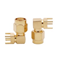 Connecteur SMA mâle à angle droit pour montage sur circuit imprimé, 4 pattes, montage en surface, jack coaxial en laiton pour routeur WiFi, module GPS