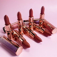 Lipstik Matte Solid Wanita Berpigmen Warna-warni, Melembapkan, Ukiran Tradisional, Rebranding, Label Baru dari Supplier