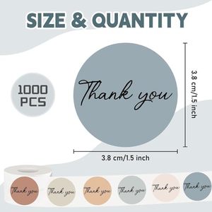 Wholesale 1.5 Inch Round Thank You Stickers Roll 1000 Pcs Morandi <b>Waterproof</b> Custom Logo Small Business Gift Packaging <b>Labels</b> - Product Image 6