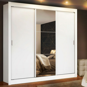 Organizador de armario de muebles de dormitorio Armario <span class=keywords><strong>blanco</strong></span> con espejo Puerta corredera Almacenamiento <span class=keywords><strong>grande</strong></span> - Product Image 1