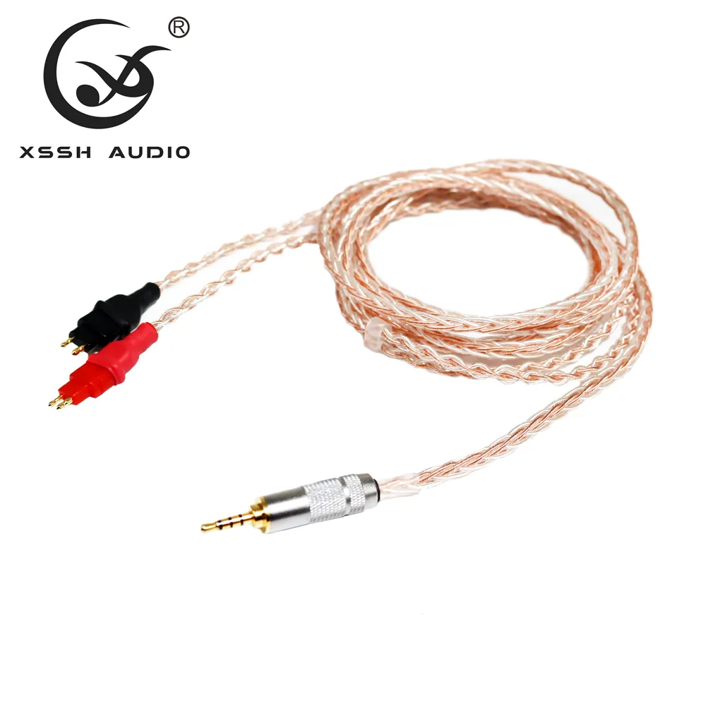 Yivo xssh rhi-end fone de ouvido de cobre puro, prata mista, extensão de fone de ouvido, cabo auxiliar